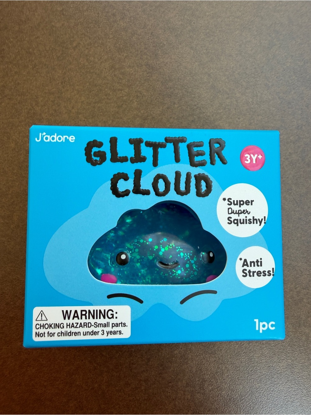 New J'adore Large Blue Glitter Cloud Electric Super Duper Squishy Toy Sensory